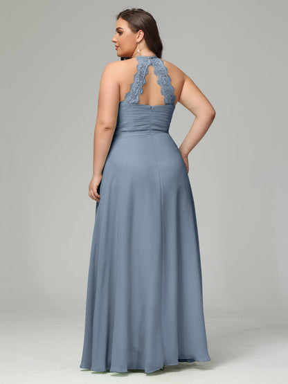 Halter Plus Size Chiffon Bridesmaid Dresses