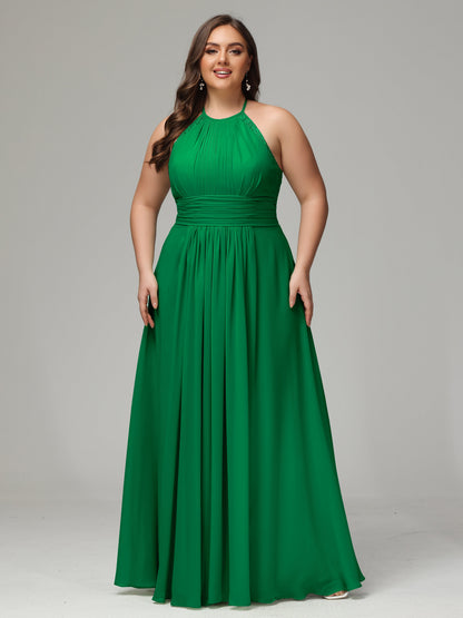 Halter Plus Size Chiffon Bridesmaid Dresses