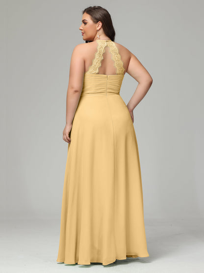 Halter Plus Size Chiffon Bridesmaid Dresses