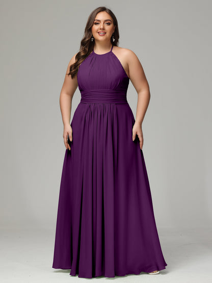 Halter Plus Size Chiffon Bridesmaid Dresses