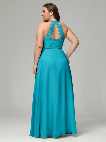 Halter Plus Size Chiffon Bridesmaid Dresses