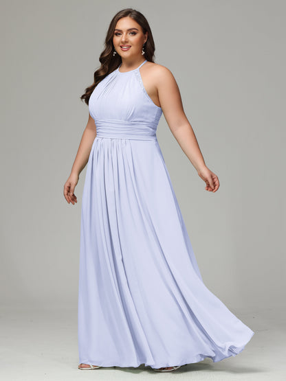 Halter Plus Size Chiffon Bridesmaid Dresses