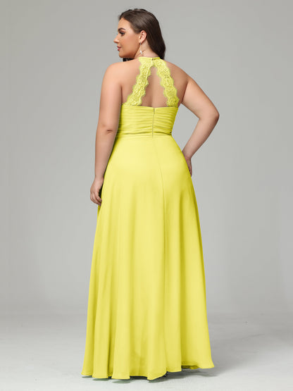 Halter Plus Size Chiffon Bridesmaid Dresses
