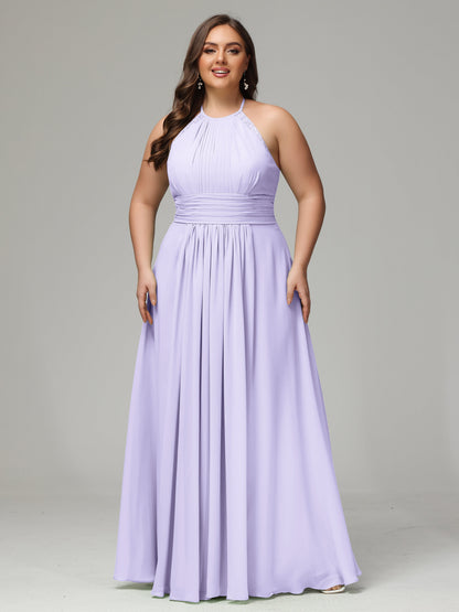 Halter Plus Size Chiffon Bridesmaid Dresses