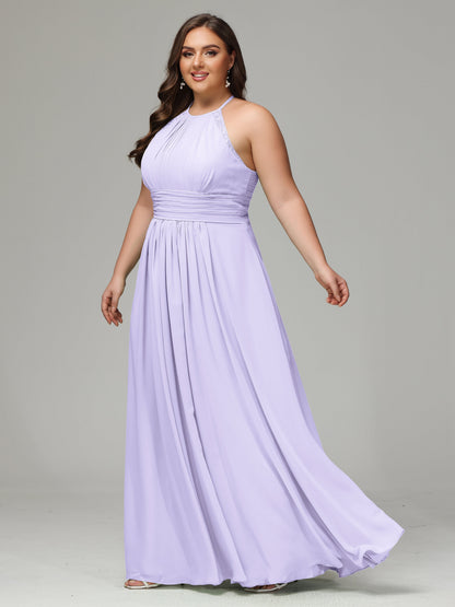Halter Plus Size Chiffon Bridesmaid Dresses
