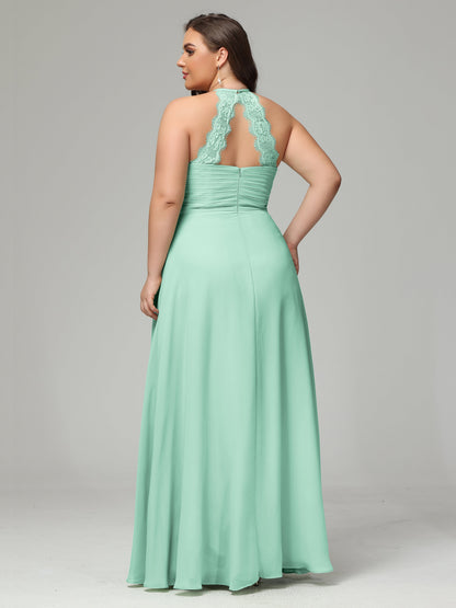 Halter Plus Size Chiffon Bridesmaid Dresses