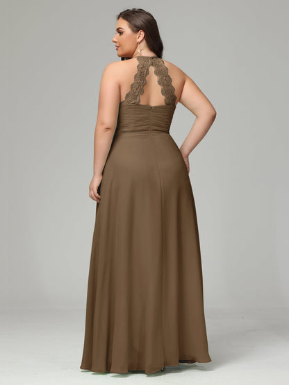 Halter Plus Size Chiffon Bridesmaid Dresses