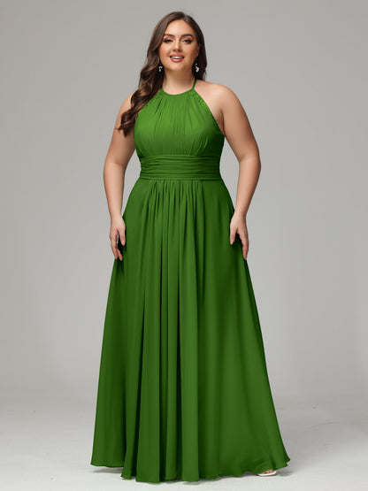 Halter Plus Size Chiffon Bridesmaid Dresses