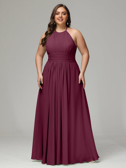 Halter Plus Size Chiffon Bridesmaid Dresses