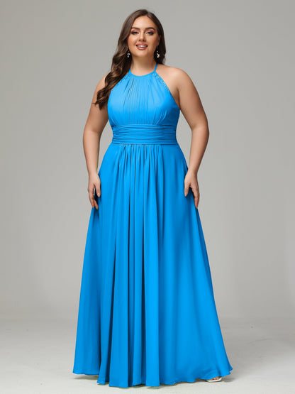 Halter Plus Size Chiffon Bridesmaid Dresses