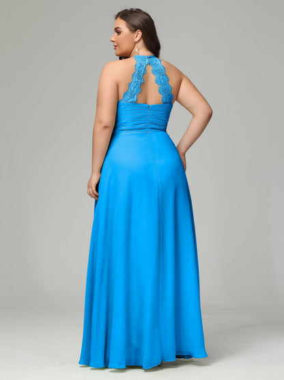 Halter Plus Size Chiffon Bridesmaid Dresses