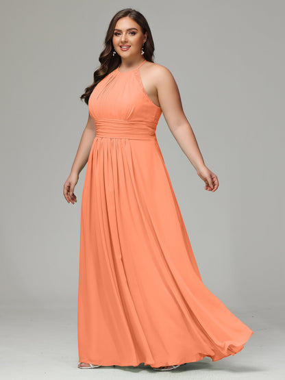 Halter Plus Size Chiffon Bridesmaid Dresses