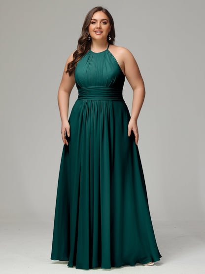 Halter Plus Size Chiffon Bridesmaid Dresses