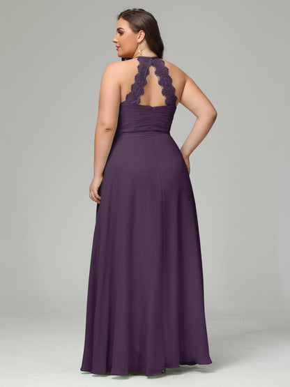 Halter Plus Size Chiffon Bridesmaid Dresses