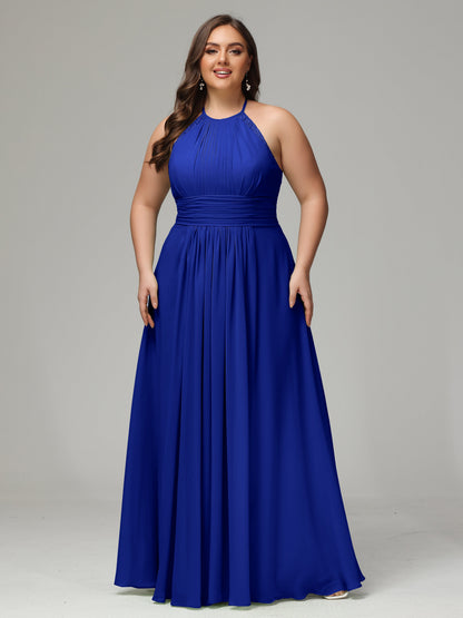 Halter Plus Size Chiffon Bridesmaid Dresses