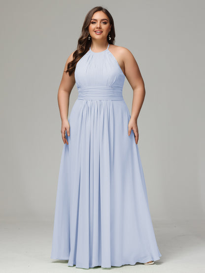 Halter Plus Size Chiffon Bridesmaid Dresses