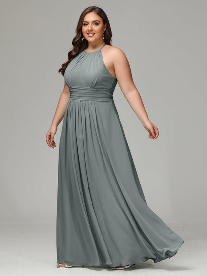Halter Plus Size Chiffon Bridesmaid Dresses