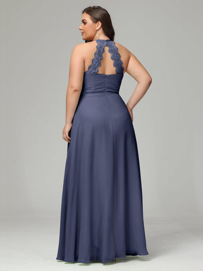 Halter Plus Size Chiffon Bridesmaid Dresses