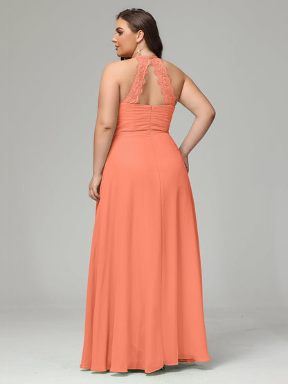 Halter Plus Size Chiffon Bridesmaid Dresses