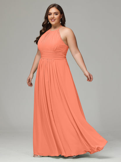 Halter Plus Size Chiffon Bridesmaid Dresses