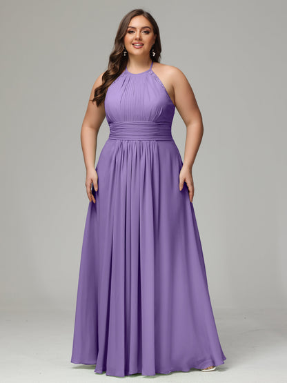 Halter Plus Size Chiffon Bridesmaid Dresses