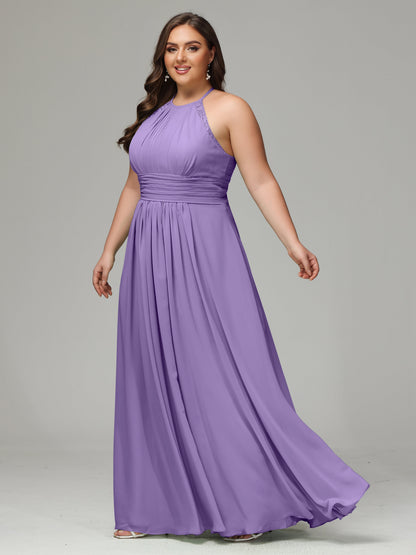 Halter Plus Size Chiffon Bridesmaid Dresses