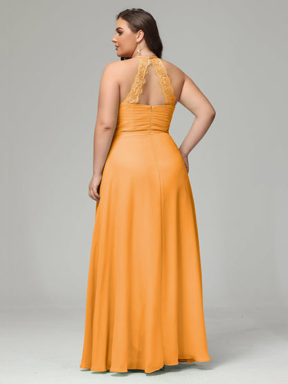 Halter Plus Size Chiffon Bridesmaid Dresses