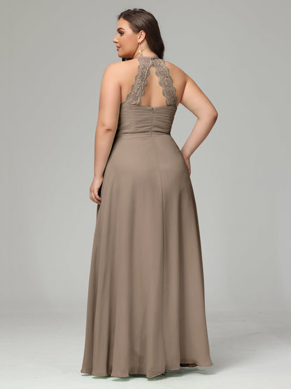 Halter Plus Size Chiffon Bridesmaid Dresses