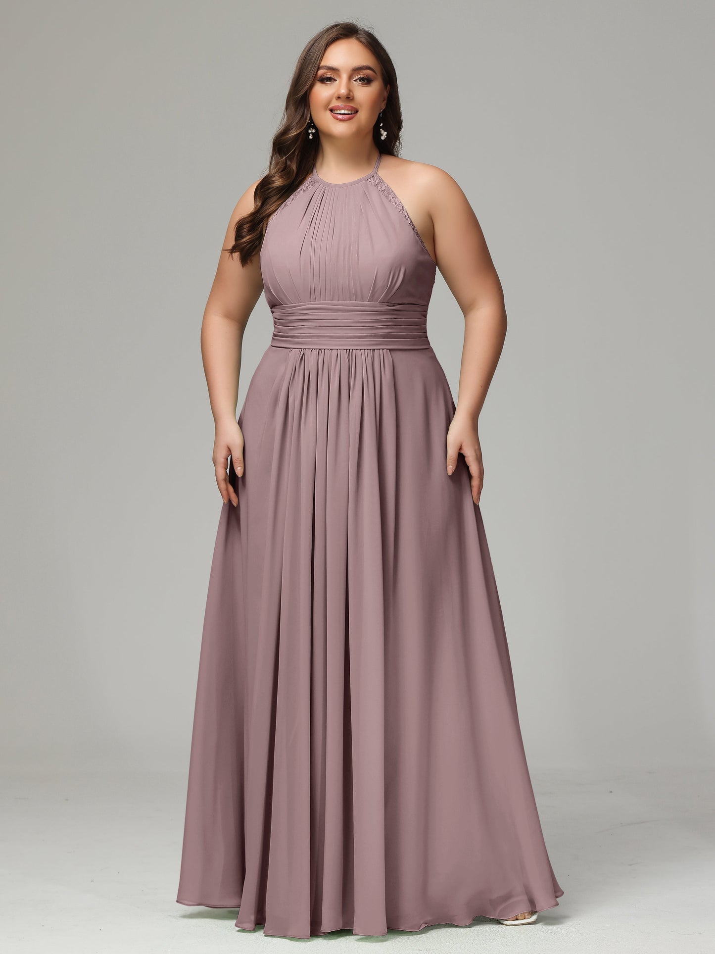 Halter Plus Size Chiffon Bridesmaid Dresses