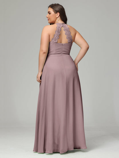 Halter Plus Size Chiffon Bridesmaid Dresses