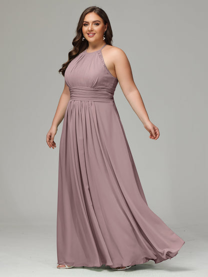 Halter Plus Size Chiffon Bridesmaid Dresses