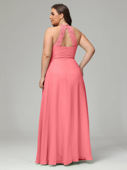 Halter Plus Size Chiffon Bridesmaid Dresses