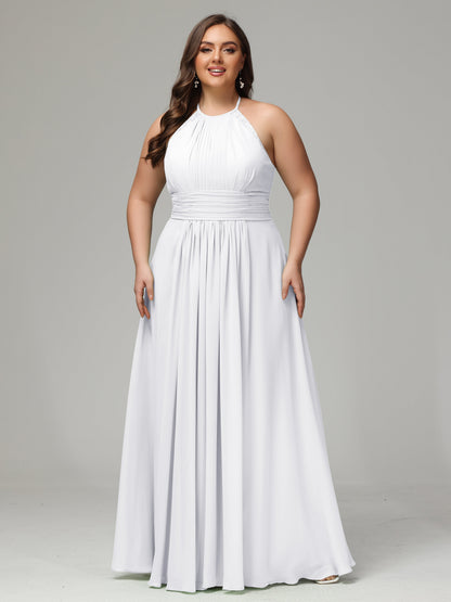 Halter Plus Size Chiffon Bridesmaid Dresses