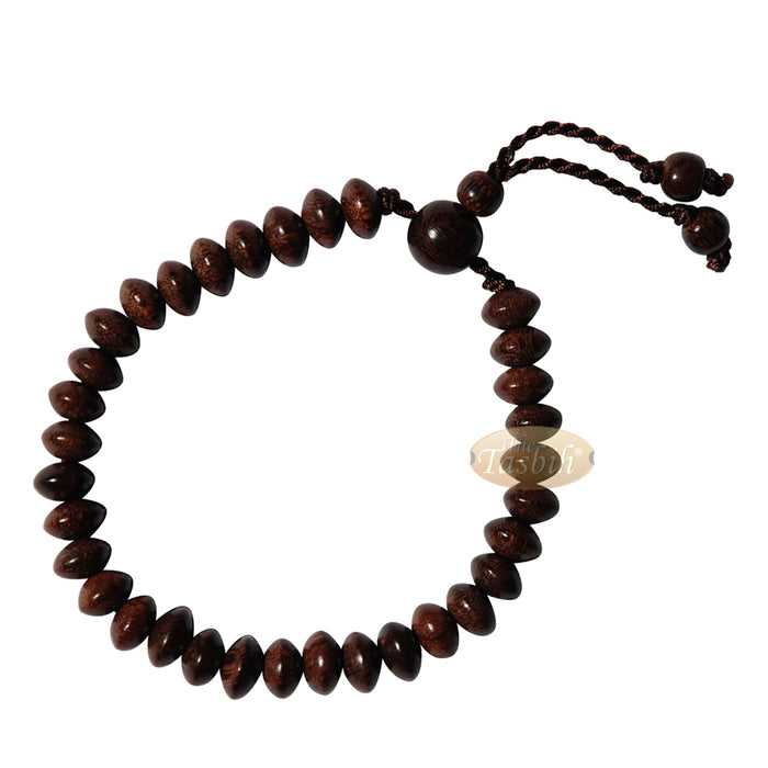 Handcrafted 9x6 mm Tamarind Wood 33-Beads Saucer-Shape Prayer Tasbih Bracelet