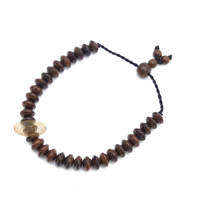 Handcrafted 9x6 mm Tamarind Wood 33-Beads Saucer-Shape Prayer Tasbih Bracelet
