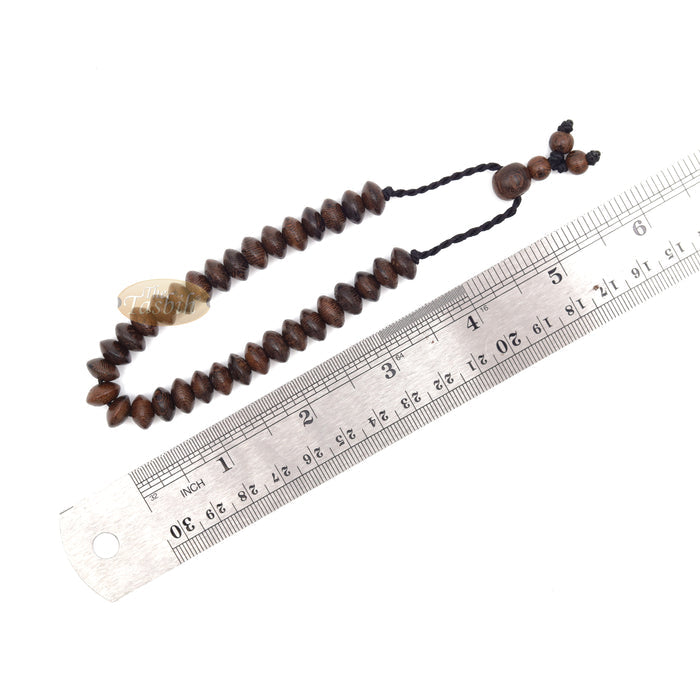 Handcrafted 9x6 mm Tamarind Wood 33-Beads Saucer-Shape Prayer Tasbih Bracelet