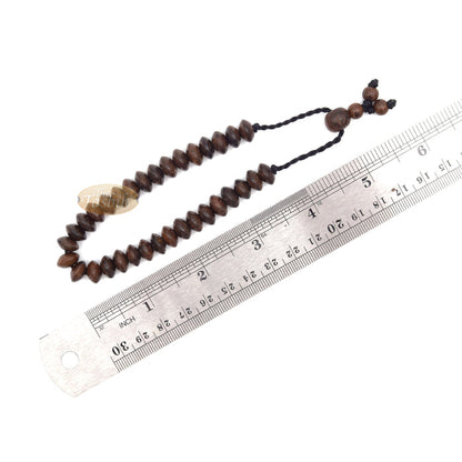 Handcrafted 9x6 mm Tamarind Wood 33-Beads Saucer-Shape Prayer Tasbih Bracelet