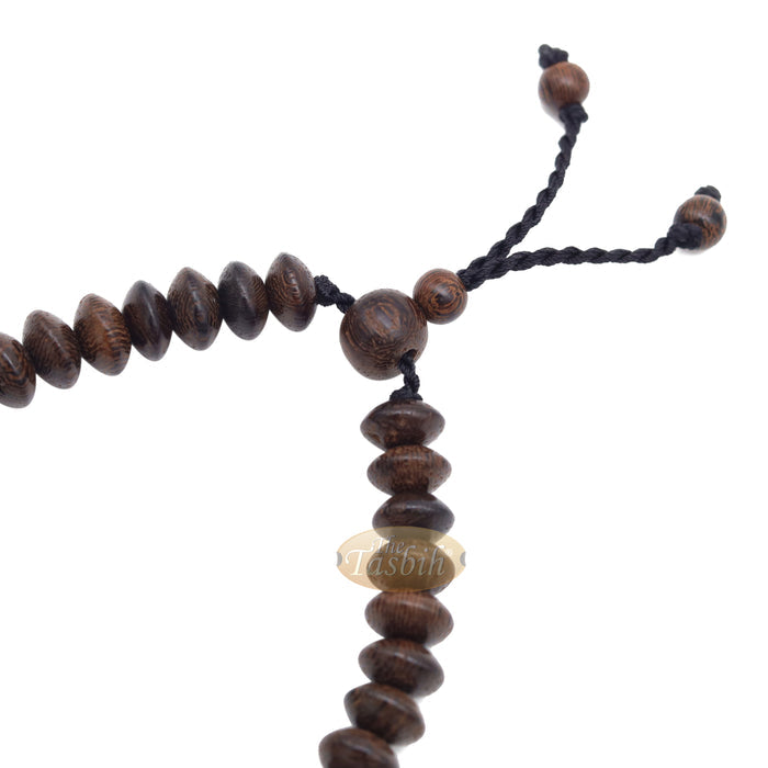 Handcrafted 9x6 mm Tamarind Wood 33-Beads Saucer-Shape Prayer Tasbih Bracelet