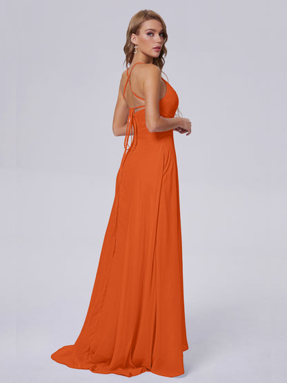 Harmony Unique Straps Chiffon Bridesmaid Dresses with Slit