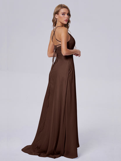 Harmony Unique Straps Chiffon Bridesmaid Dresses with Slit