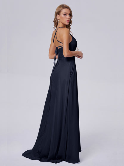 Harmony Unique Straps Chiffon Bridesmaid Dresses with Slit