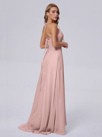 Harmony Unique Straps Chiffon Bridesmaid Dresses with Slit