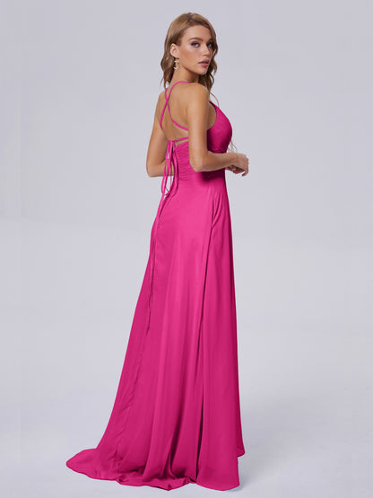 Harmony Unique Straps Chiffon Bridesmaid Dresses with Slit