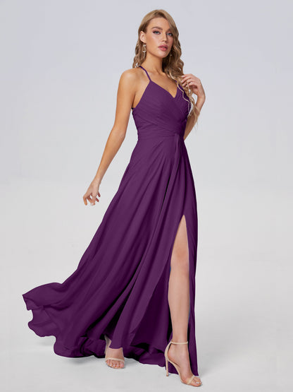 Harmony Unique Straps Chiffon Bridesmaid Dresses with Slit