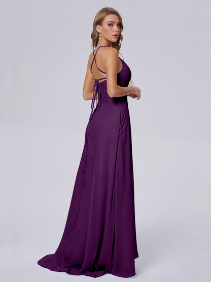Harmony Unique Straps Chiffon Bridesmaid Dresses with Slit