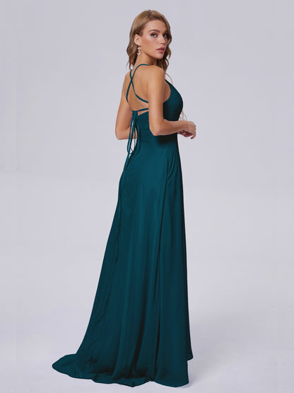 Harmony Unique Straps Chiffon Bridesmaid Dresses with Slit
