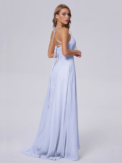Harmony Unique Straps Chiffon Bridesmaid Dresses with Slit