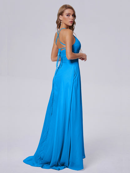 Harmony Unique Straps Chiffon Bridesmaid Dresses with Slit