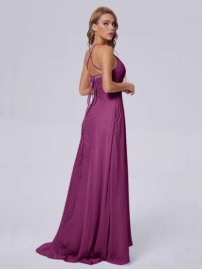 Harmony Unique Straps Chiffon Bridesmaid Dresses with Slit