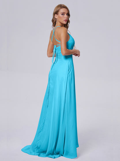 Harmony Unique Straps Chiffon Bridesmaid Dresses with Slit
